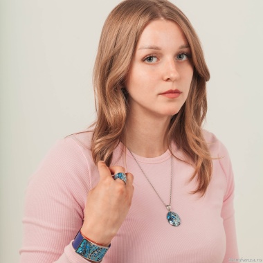 Браслет Fiore Luna, на кожаном синим ремешке, CB00230-12 BL/S Браслет Fiore Luna, на кожаном синим ремешке, CB00230-12 BL/S