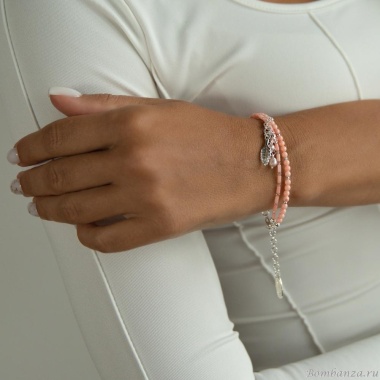 Браслет Lanzerotti, Anne with an E, двойной, коралл, жемчуг и кристаллы, LZ-25.08-240 розовый