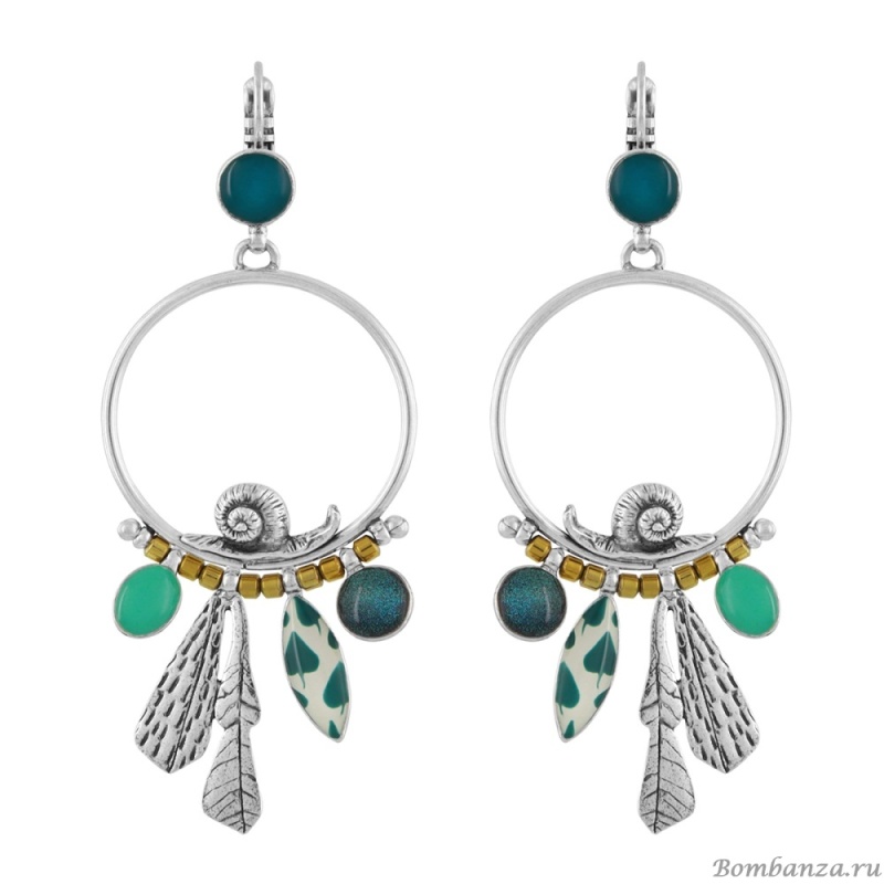 Серьги TARATATA, Green, со смолой, бусинами и порошком слюды, TT-E24-09779-104 зеленый Серьги TARATATA, Green, со смолой, бусинами и порошком слюды, TT-E24-09779-104 зеленый