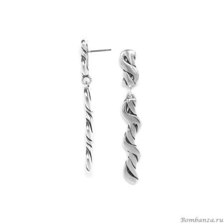 Серьги ORI TAO, Shibari, с крученой подвеской, OT23.1-12-30582 серебристый