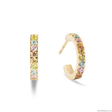 Серьги Coeur de Lion, Hoop Multicolour Pastel Gold 15мм, 0146/23-1590 Серьги Coeur de Lion, Hoop Multicolour Pastel Gold 15мм, 0146/23-1590