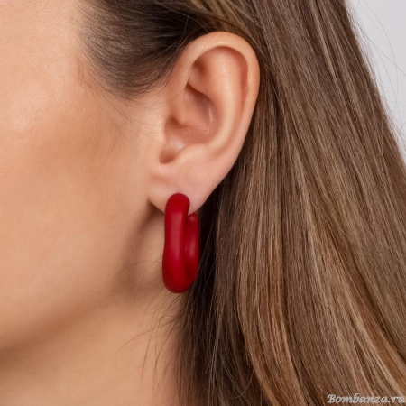 Серьги Moon Paris, Lorian, полукольца из каучука, ML-24.03-025 красный Серьги Moon Paris, Lorian, полукольца из каучука, ML-24.03-025 красный