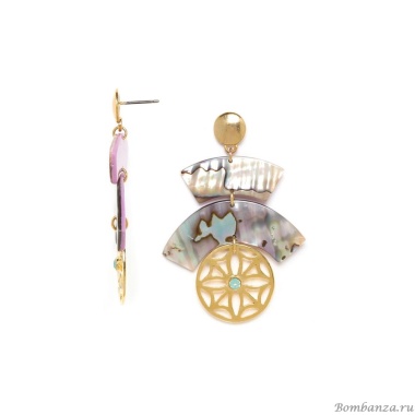 Серьги Franck Herval, June, с гелиотисом и кристаллом Swarovski, FH22.2-12-67475 золотистый
