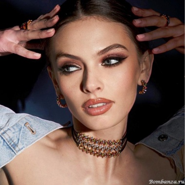 Колье VIDDA, Navette, кожаное, с кристаллами Swarovski, VD23.2-01632 розовый, 50см