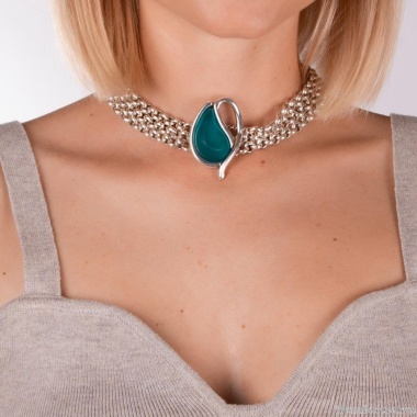 Колье Tra-la-ra, Infinity, многослойное, со вставкой из смолы, TLR23-231P201 бирюзовый