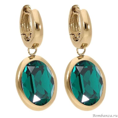 Серьги Qudo, Creole TIVOLA small G emerald, 310522 G/G Серьги Qudo, Creole TIVOLA small G emerald, 310522 G/G