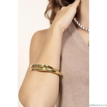 Браслет Ciclon, Sol y luna, два обруча, металл, CN-230103 золотистый, 6см