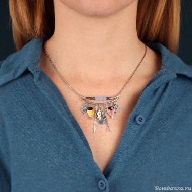 Колье TARATATA, Ocean, с цветной смолой и стеклянными бусинами, TT-W24-02103-10M серебристый Колье TARATATA, Ocean, с цветной смолой и стеклянными бусинами, TT-W24-02103-10M серебристый