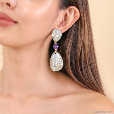 Серьги Nature Bijoux, Giverny, с гелиотисом и аметистом, NB24.2-12-79701 зеленый Серьги Nature Bijoux, Giverny, с гелиотисом и аметистом, NB24.2-12-79701 зеленый
