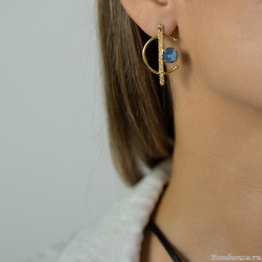 Серьги Catherine Bijoux, Half moon, с кристаллом, CB25.1-5356FG голубой