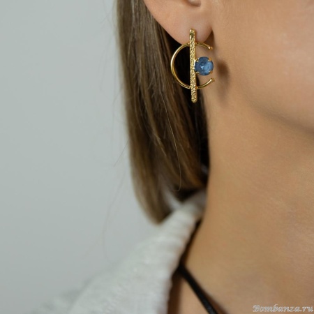 Серьги Catherine Bijoux, Half moon, с кристаллом, CB25.1-5356FG голубой