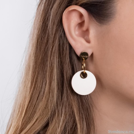 Серьги Nuance, асимметричные, с диском, NFN-24.04-062 бежевый