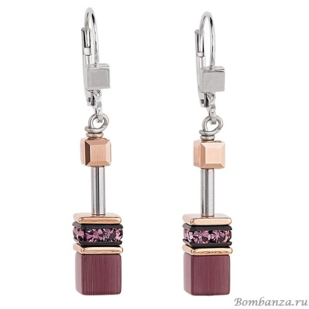 Комплект Coeur de Lion GeoCUBE amethyst, серьги и браслет, 4016/20-30-0824. Германия