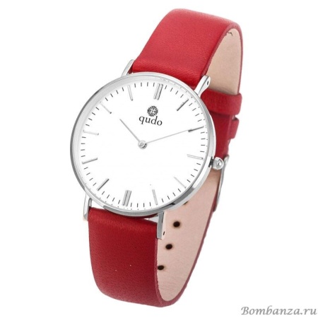 Часы Qudo, Eterni, 800315 R/S, красный кожаный ремешок
